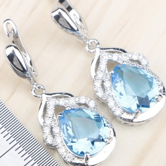 Blue Zircon 925 Stamped Jewelry Sets (Ring size 7) - Picture 5 of 5